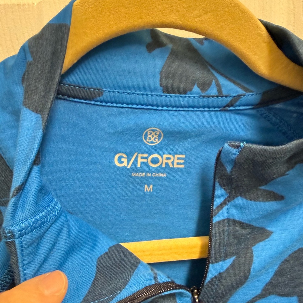 G/FORE Blue Floral Raglan Quarter Zip - Picture 3 of 9